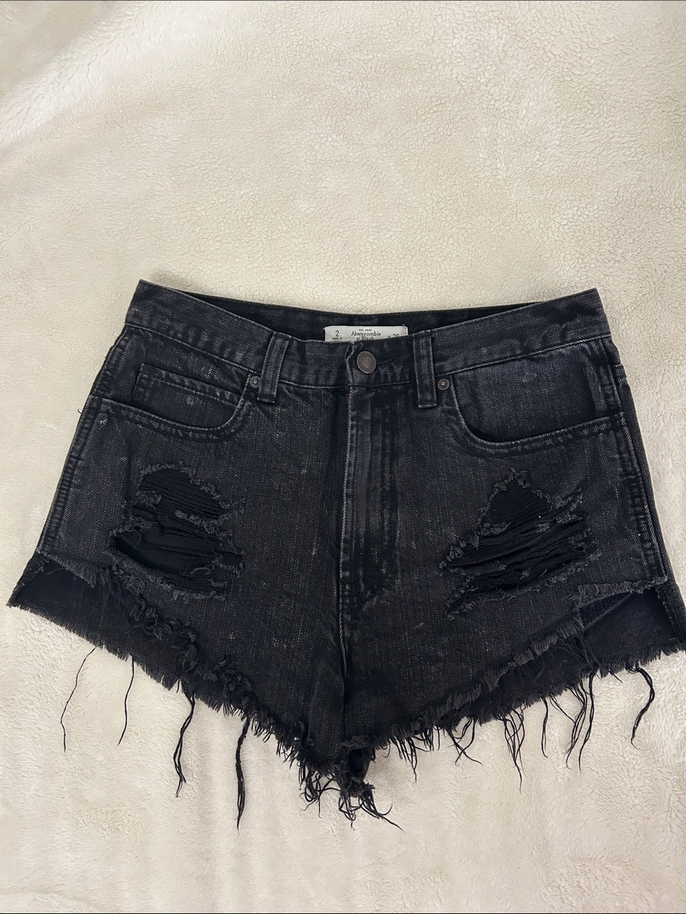 Abercrombie & Fitch Black Distressed Denim Cutoff Shorts